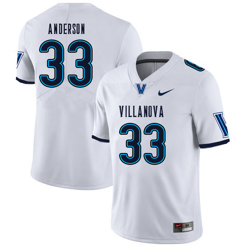 Men #33 Trajan Anderson Villanova Wildcats College Football Jerseys Sale-White